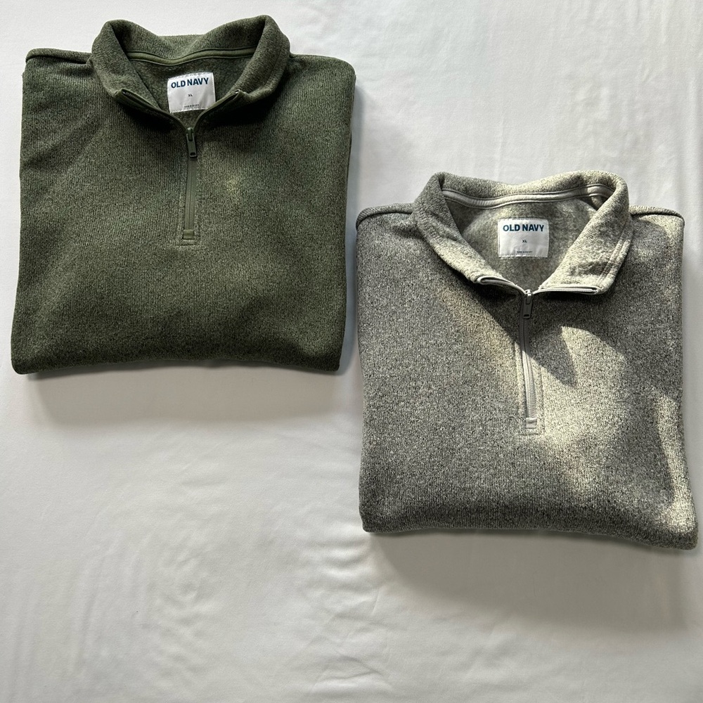 2 Pack Old Navy Men's Half-Zip Sweater - Green and Gray